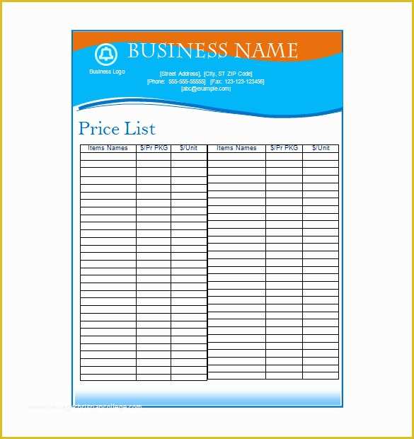 Price List Template Free Of Price List Template – 19 Free Word Excel Pdf Psd