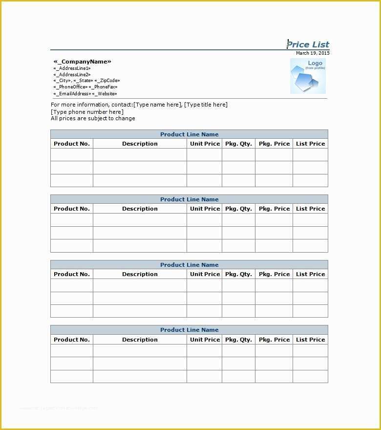 Price List Template Free Of Price List Template 25 Free Word Excel Pdf Psd