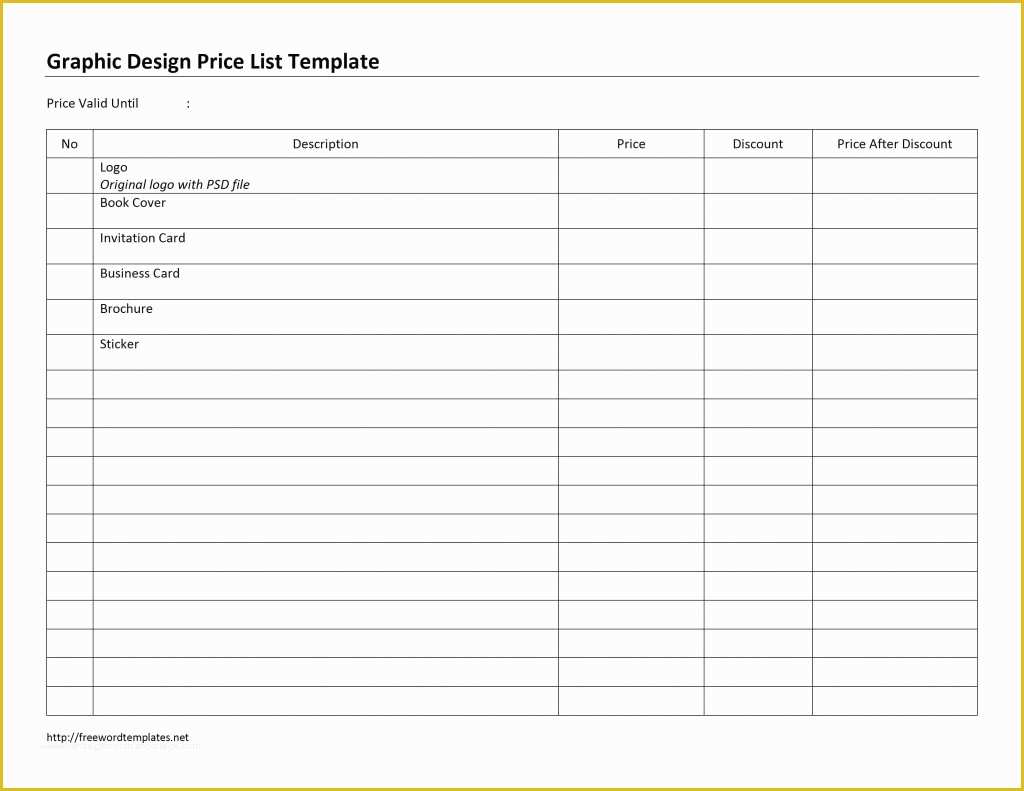 Price List Template Free Of Price List Word Templates Free Word Templates
