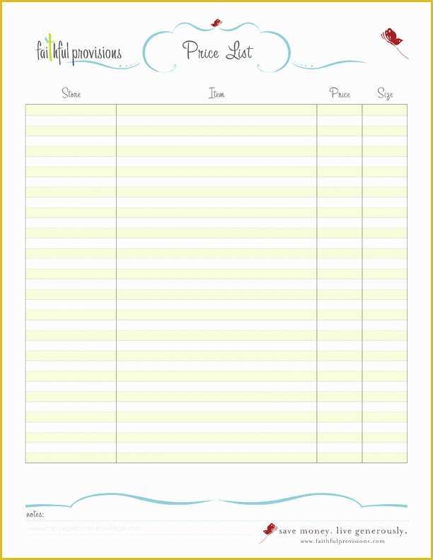 Price List Template Free Of Printable Price List Template