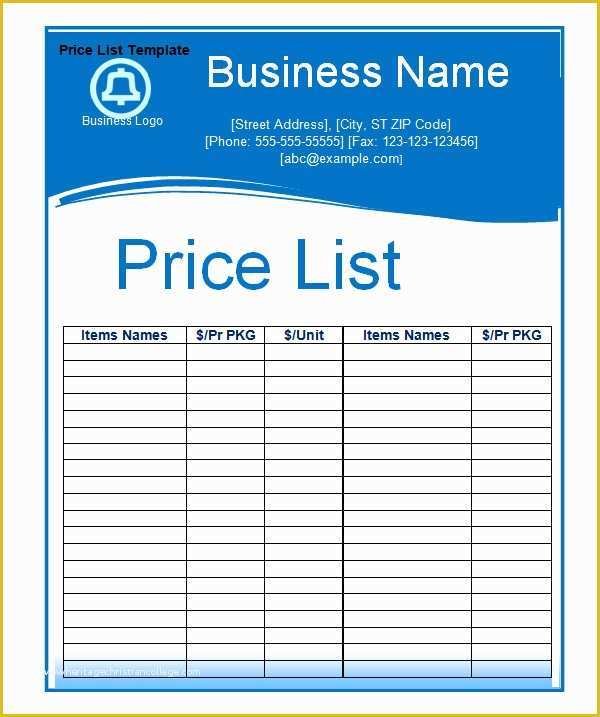 Price List Template Free Of Sample Price List Template 5 Documents Download In Pdf