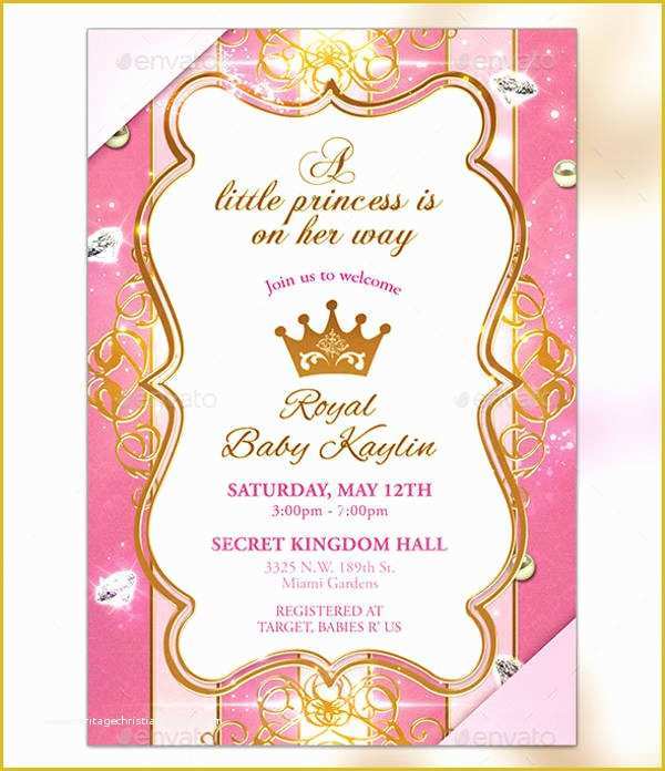 Princess Baby Shower Invitation Templates Free Of 18 Beautiful Princess Invitations Psd Ai