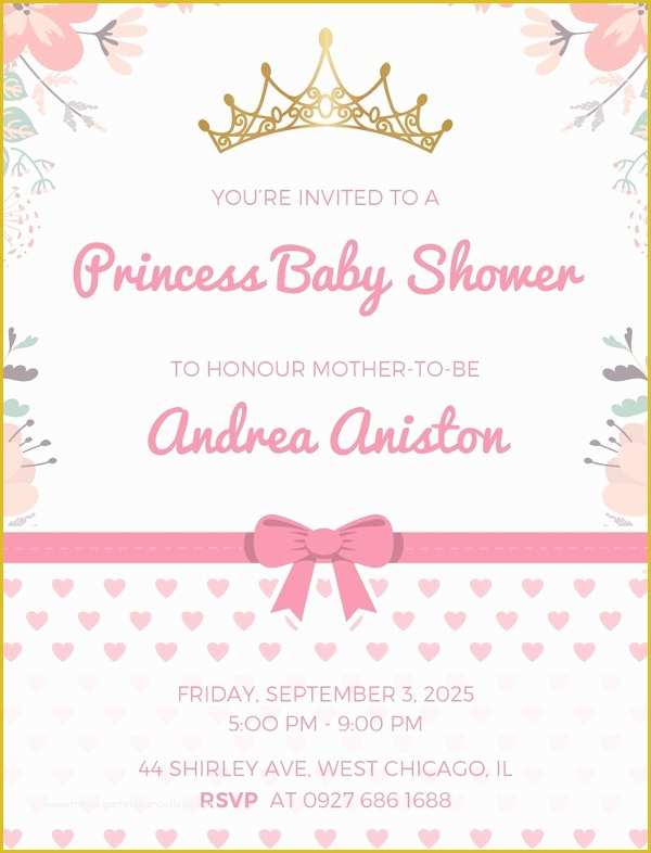 Princess Baby Shower Invitation Templates Free Of 38 Printable Baby Shower Invitations Psd Ai