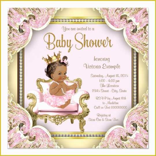 Princess Baby Shower Invitation Templates Free Of African American Princess Baby Shower Invitation
