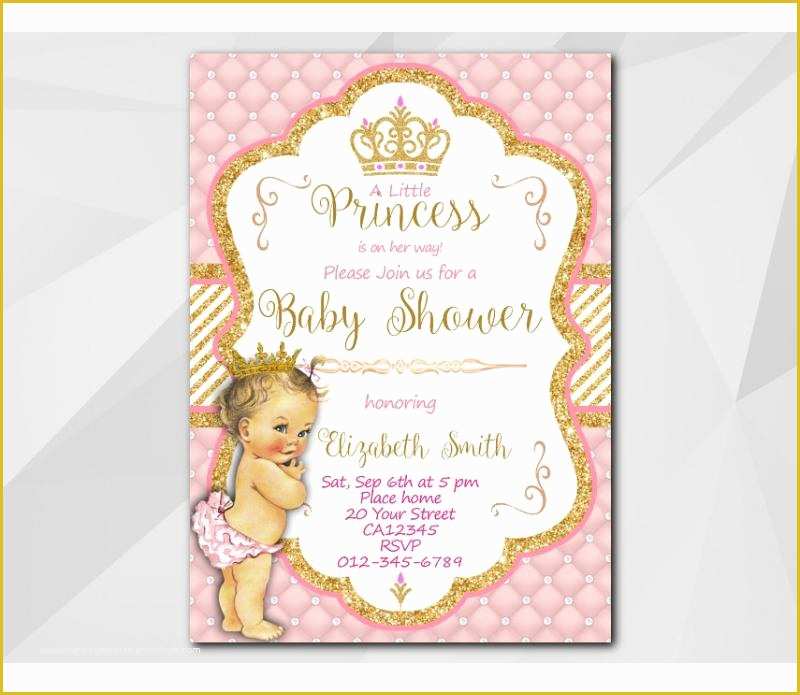 Princess Baby Shower Invitation Templates Free Of Custom Little Princess Baby Shower Invitation