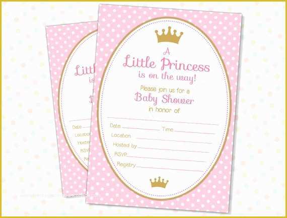 Princess Baby Shower Invitation Templates Free Of Items Similar to Princess Baby Shower Invitation Instant