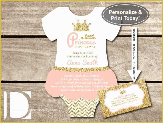 Princess Baby Shower Invitation Templates Free Of Little Princess Baby Shower Invitation Esie by