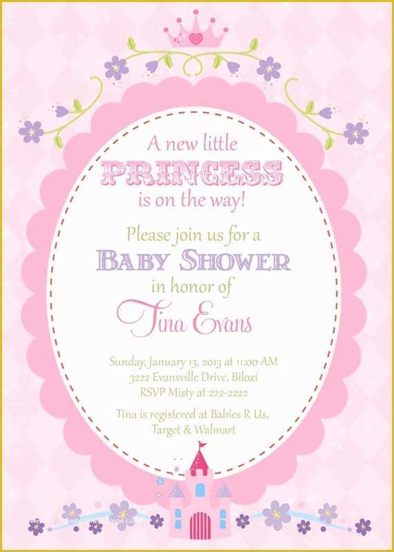 Princess Baby Shower Invitation Templates Free Of Princess Baby Shower Invitation