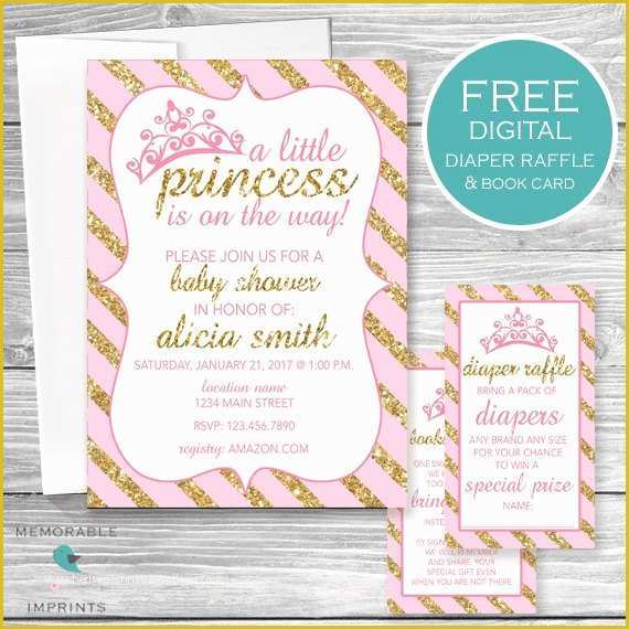 Princess Baby Shower Invitation Templates Free Of Princess Baby Shower Invitation Pink and Gold Princess Baby