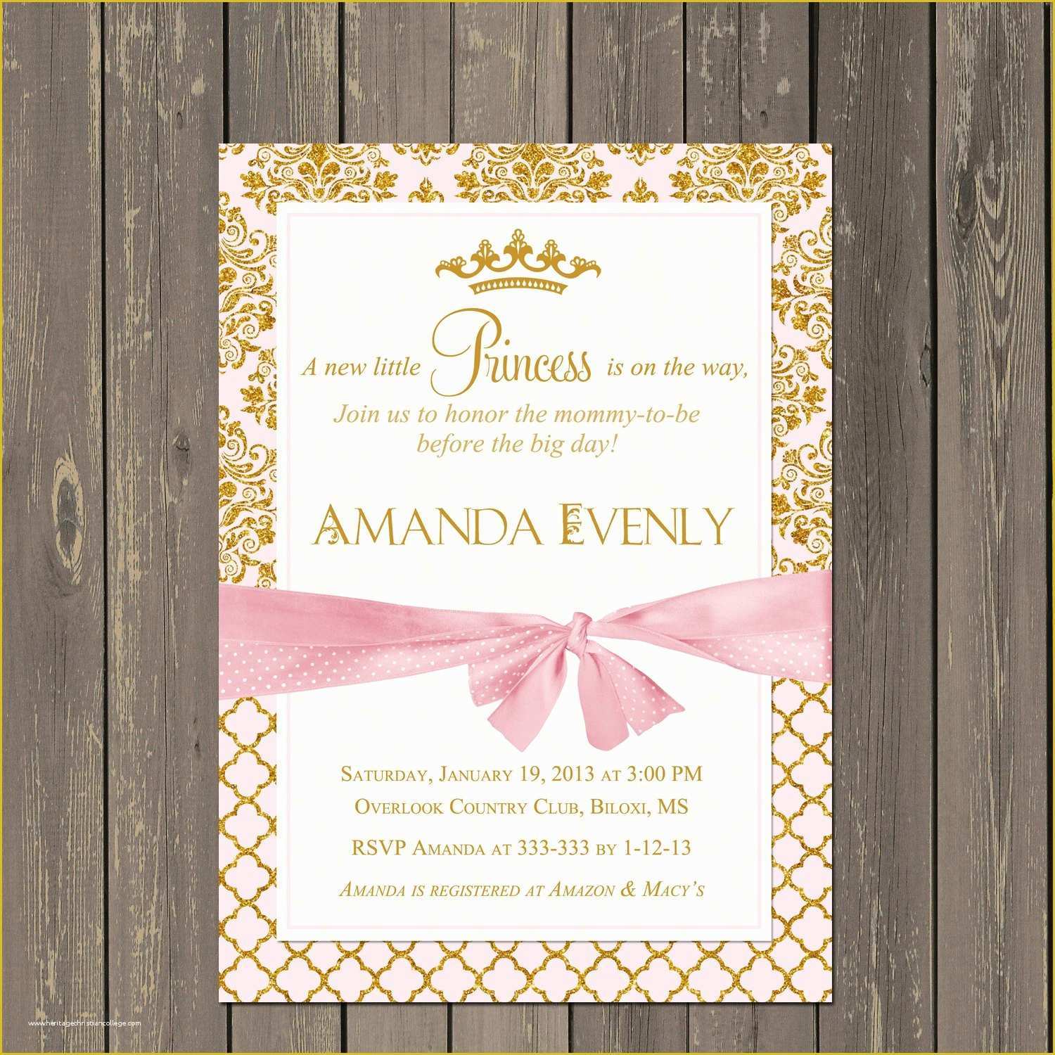 Princess Baby Shower Invitation Templates Free Of Princess Baby Shower Invitation Pink and Gold Princess Shower