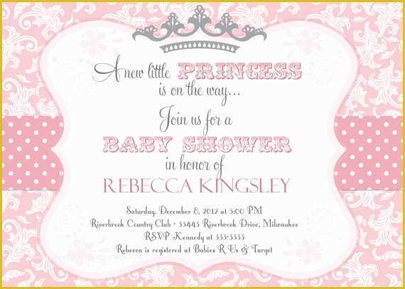 Princess Baby Shower Invitation Templates Free Of Princess themed Baby Shower Ideas
