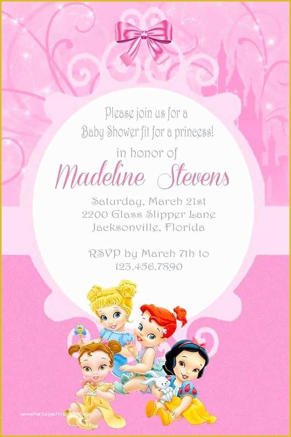 Princess Baby Shower Invitation Templates Free Of top Collection Disney Princess Baby Shower Invitations