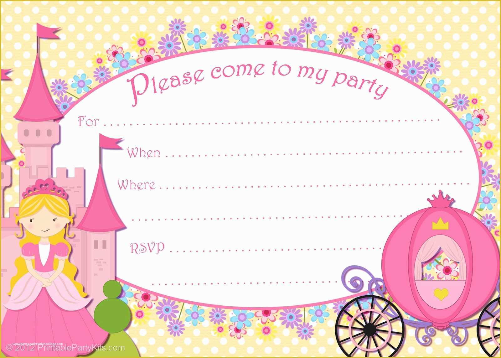 Princess Birthday Invitation Templates Free Of 10 Best Of Free Printable Princess Invitation