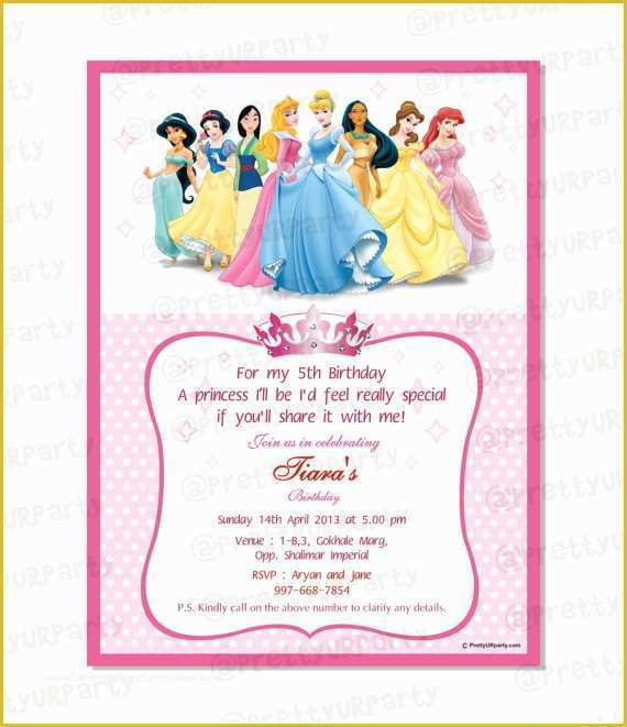 Princess Birthday Invitation Templates Free Of 7 Best Of Disney Princess Free Printable Templates