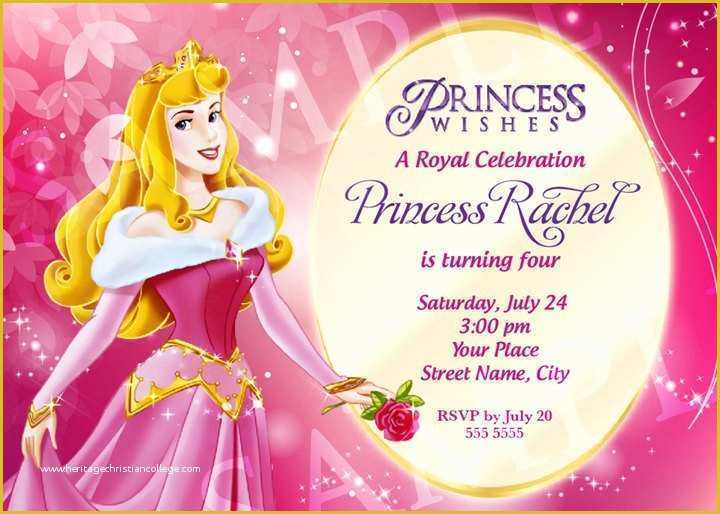 Princess Birthday Invitation Templates Free Of Aurora Princess Birthday Invitation Template