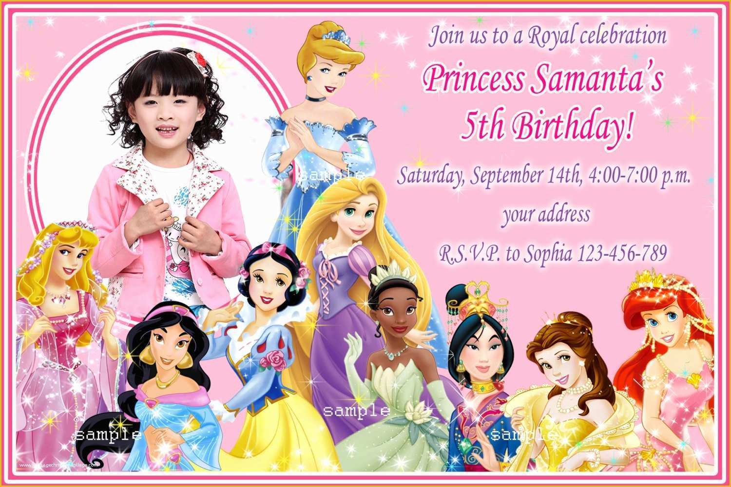Princess Birthday Invitation Templates Free Of Disney Princesses Birthday Invitations Disney Princess