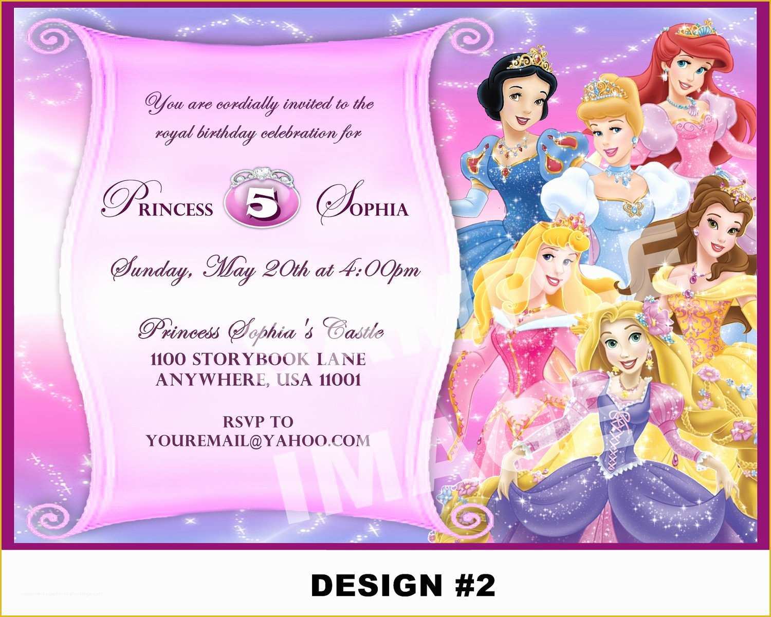 Princess Birthday Invitation Templates Free Of Disney Princesses Birthday Invitations Disney Princess