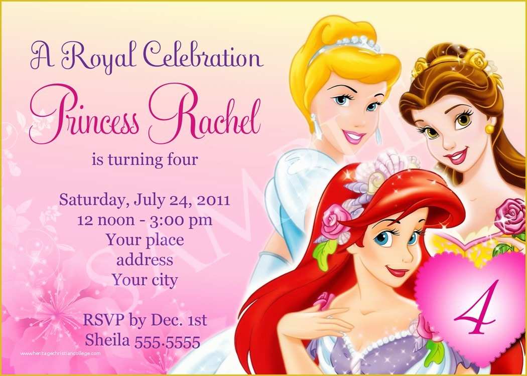 Princess Birthday Invitation Templates Free Of Free Birthday Party Invitation Templates