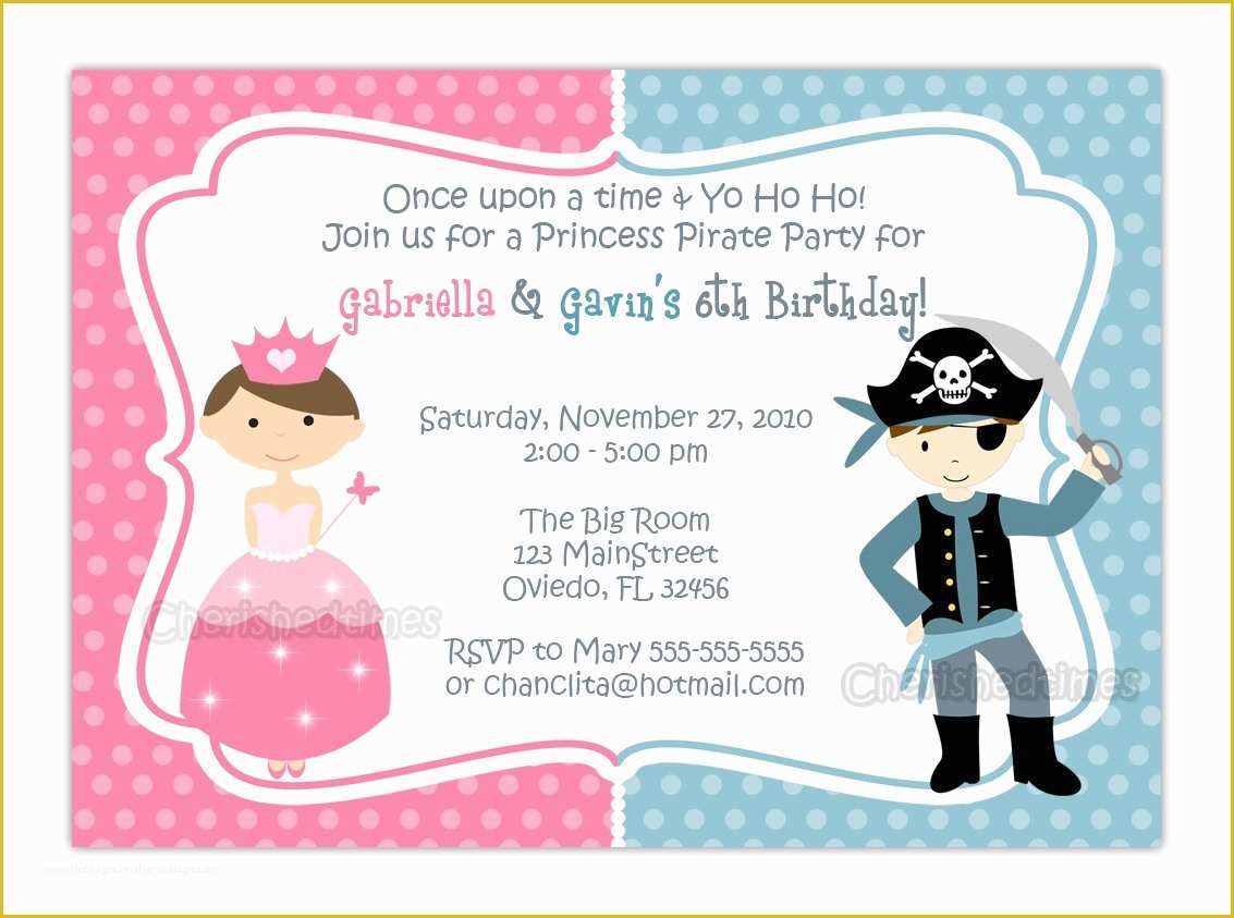 Princess Birthday Invitation Templates Free Of Free Printable Princess and Pirate Birthday Party