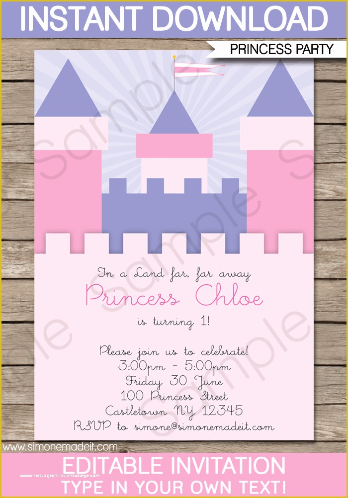 Princess Birthday Invitation Templates Free Of Princess Birthday Party Invitations Template