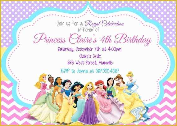 Princess Birthday Invitation Templates Free Of Princess Invitation Disney Princess Invitation Birthday