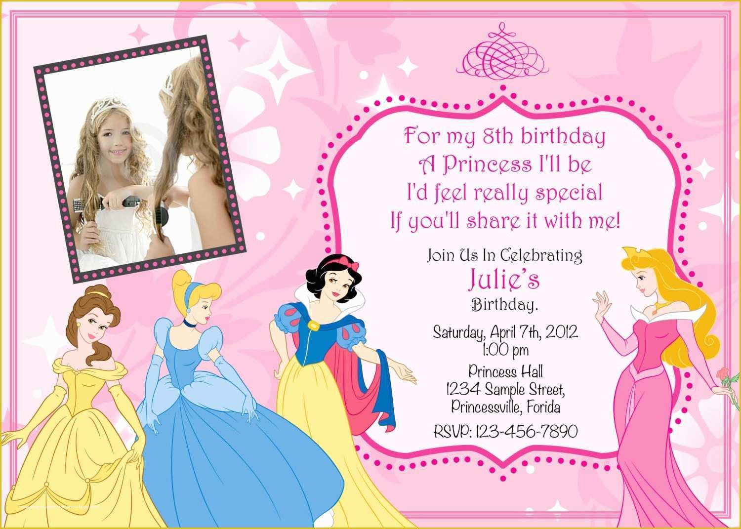 Princess Birthday Invitation Templates Free Of Princess Invitation Template