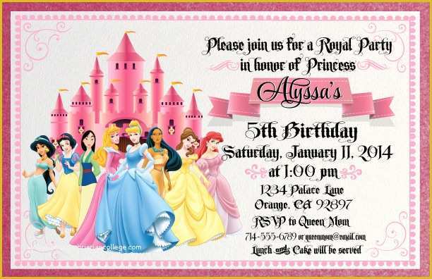 Princess Birthday Invitation Templates Free Of Scroll Disney Princess – Free Printable Birthday