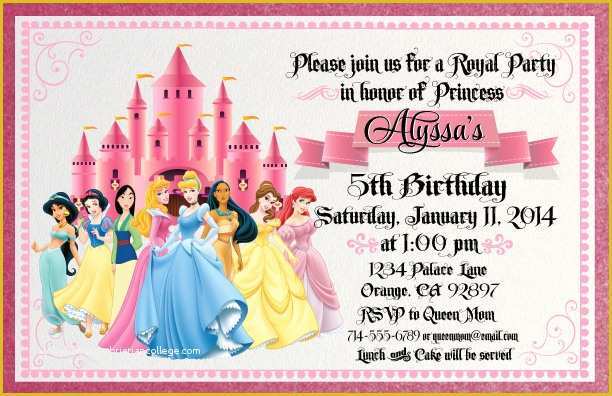 Princess Birthday Invitation Templates Free Of Scroll Disney Princess – Free Printable Birthday