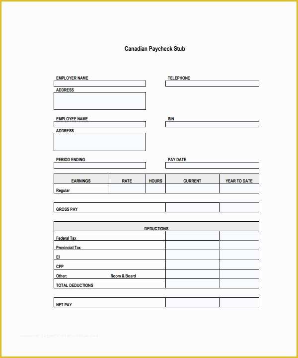 Printable Pay Stub Template Free Of 25 Sample Editable Pay Stub Templates to Download