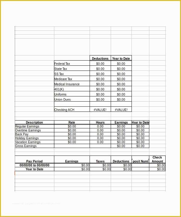 Printable Pay Stub Template Free Of 25 Sample Editable Pay Stub Templates to Download