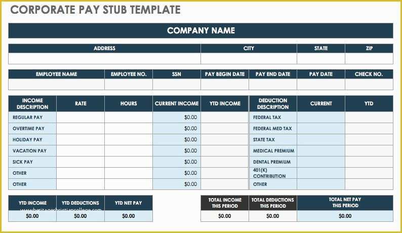 Printable Pay Stub Template Free Of Free Pay Stub Templates