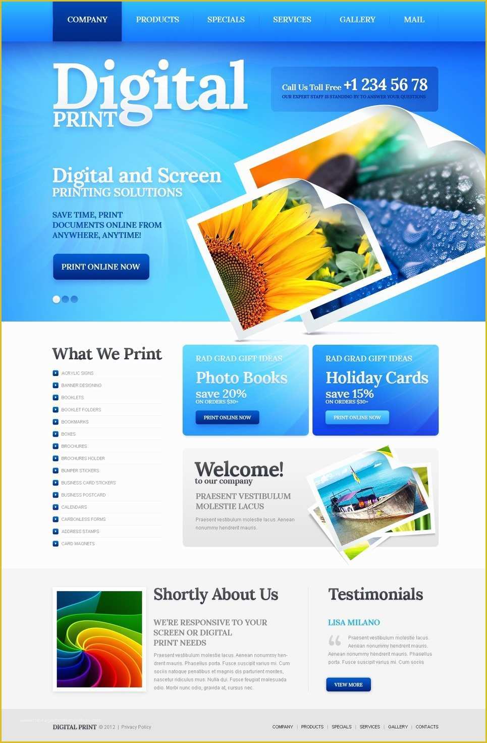 Printing Website Template Free Of Print Shop Website Template