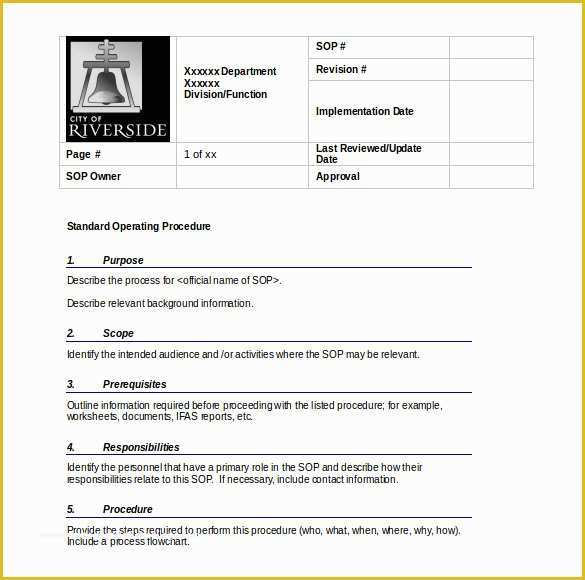 Procedure Manual Template Free Download Of 13 Standard Operating Procedure Templates Pdf Doc