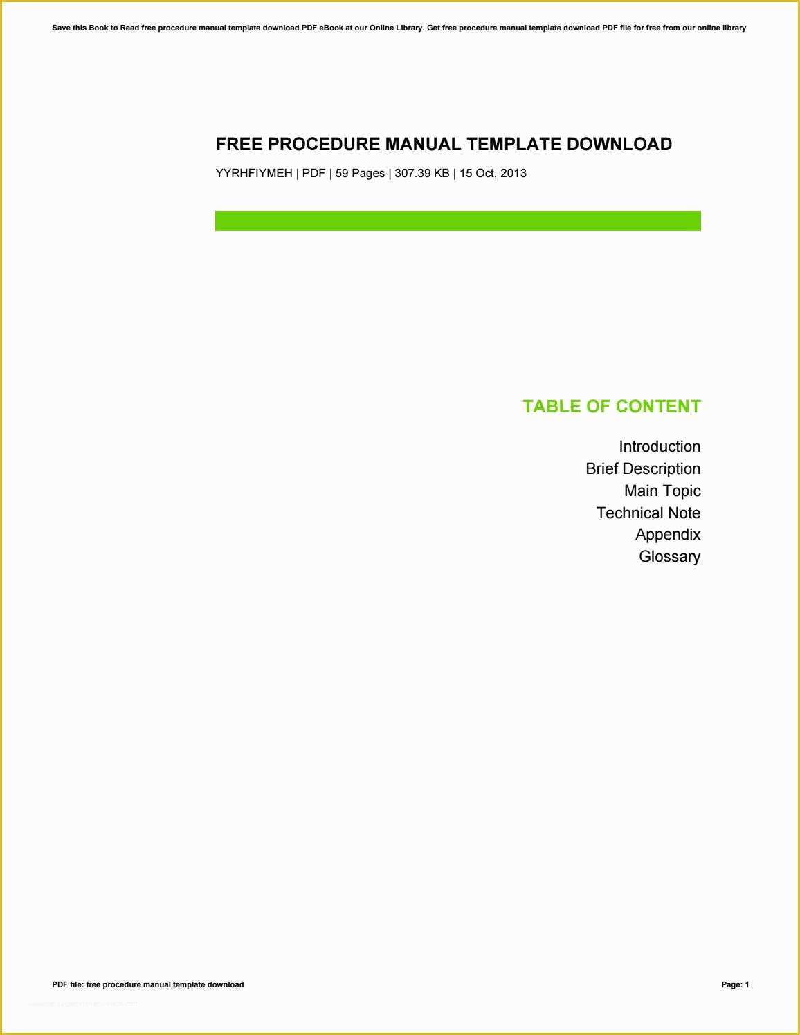 Procedure Manual Template Free Download Of Free Procedure Manual Template by Ruthbeard2523