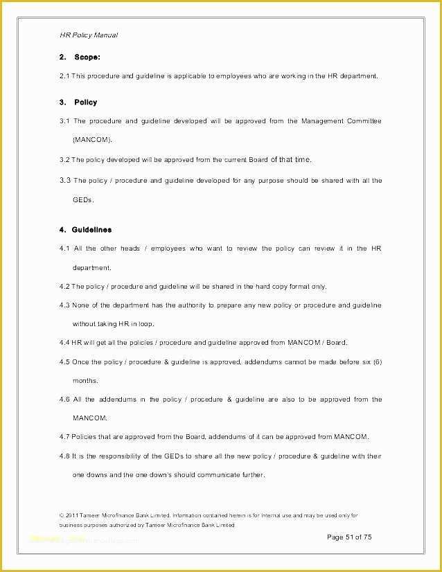 Procedure Manual Template Free Download Of Office Policy Template
