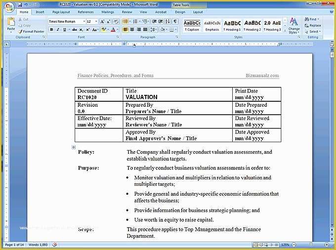 Procedure Manual Template Free Download Of Policy and Procedure Template