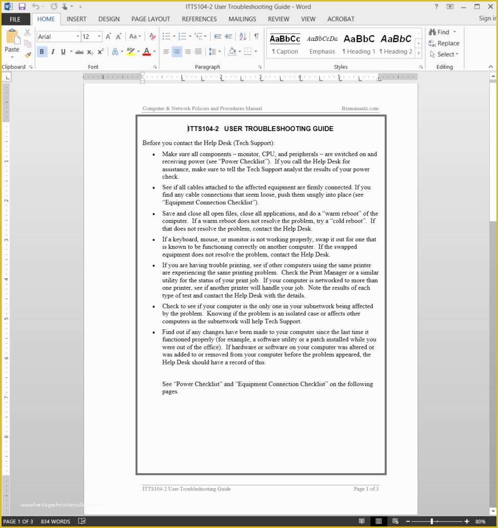 Procedure Manual Template Word Free Of 28 Of Help Desk Troubleshooting Template