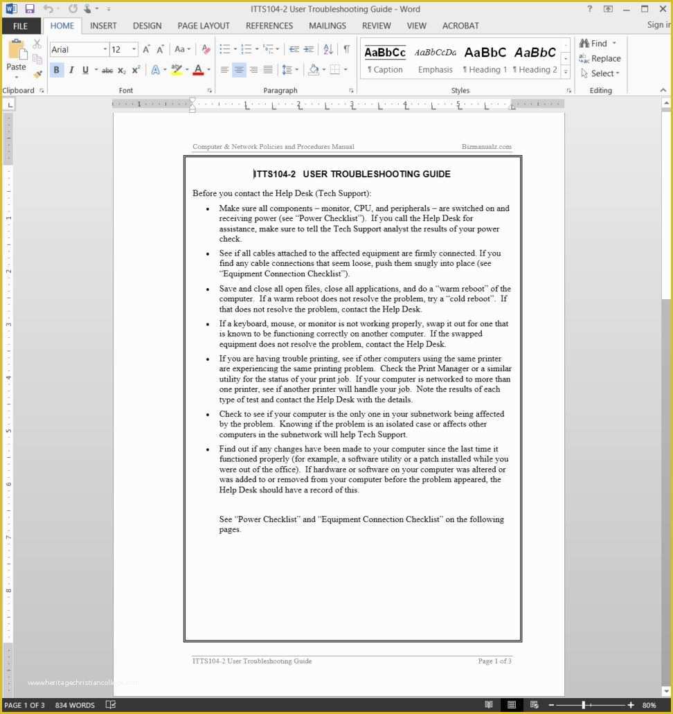 Procedure Manual Template Word Free Of 28 Of Help Desk Troubleshooting 