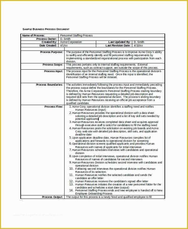 Process Document Template Free Of 7 Business Document Samples