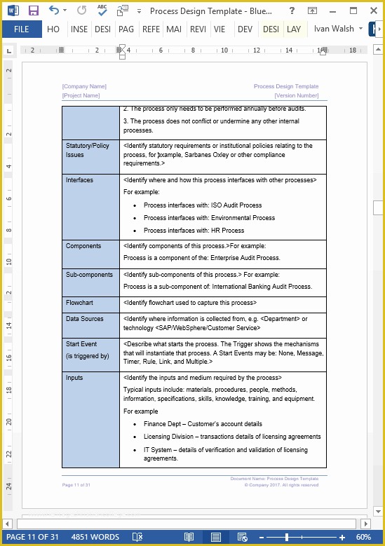 Process Document Template Free Of Business Process Design Templates – Ms Word Excel Visio