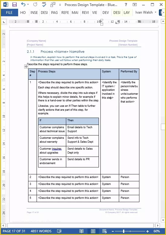 Process Document Template Free Of Business Process Design Templates – Ms Word Excel Visio