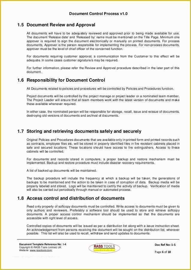 Process Document Template Free Of Documents Control Process