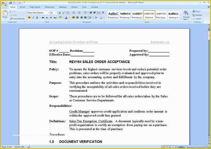 Process Manual Template Free Of Accounting Policies and Procedures Manual