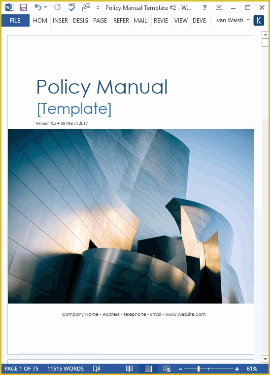 Process Manual Template Free Of Download Policy & Procedures Manual Templates Ms Word 68