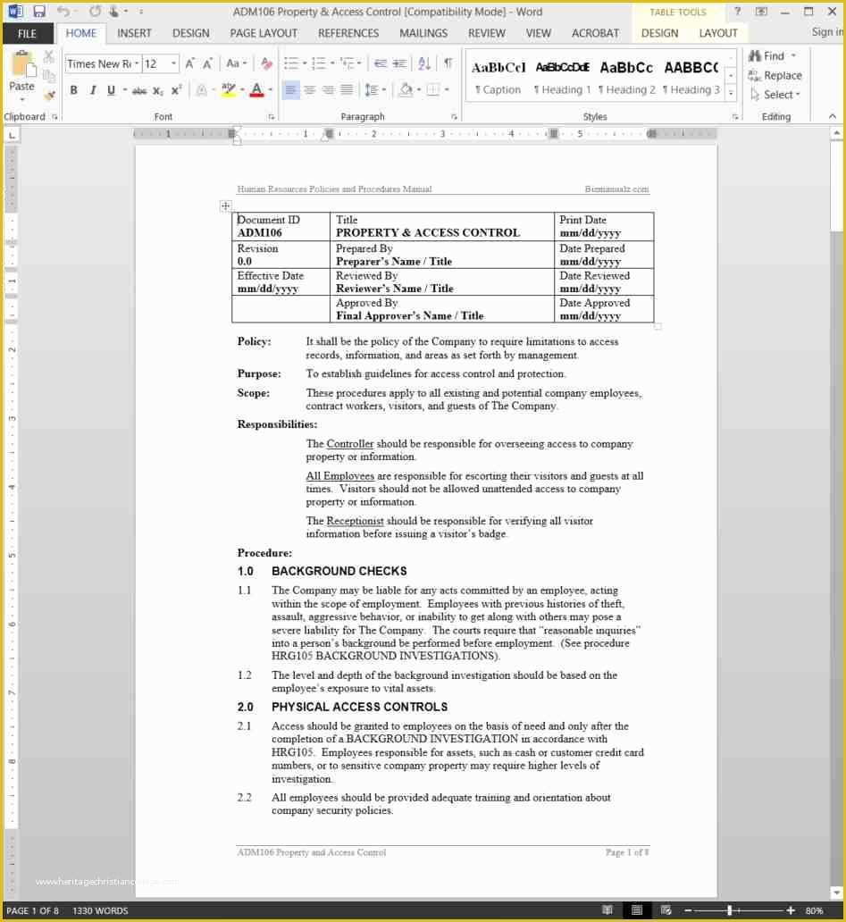 Process Manual Template Free Of Policies and Procedures Manual Template