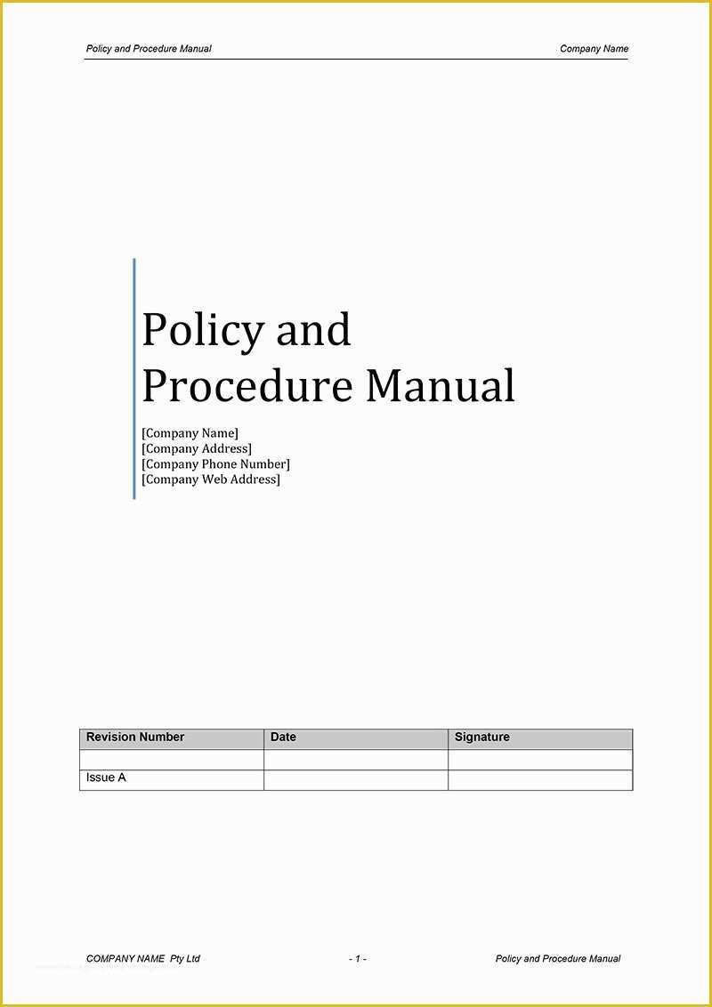 Process Manual Template Free Of Procedure Manual Template