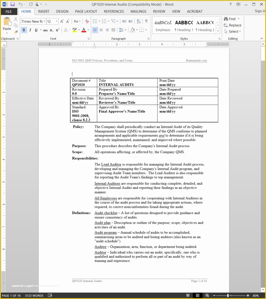 Process Manual Template Free Of What is the Purpose Of A Procedure Manual