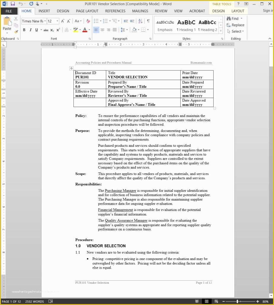 Process Manual Template Free Of why Use Microsoft Word Templates for Policies and Procedures