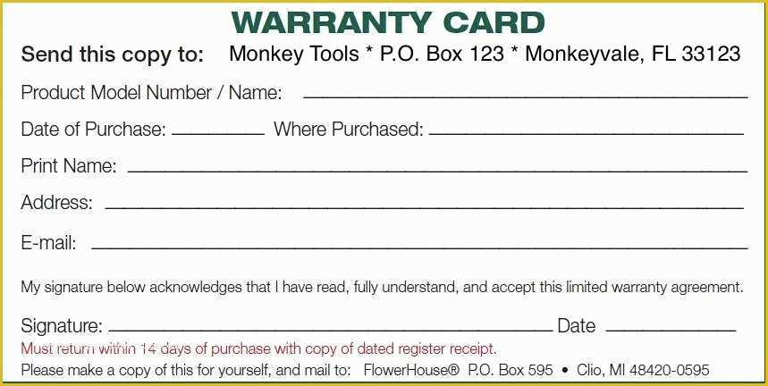 Product Registration form Free Template Of Warranty Card Template Word Excel Pdf formats