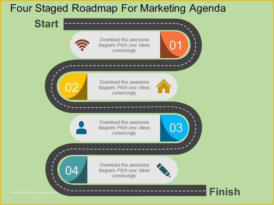 Product Roadmap Templates Powerpoint Download Free Of Style Circular Zig Zag 4 Piece Powerpoint
